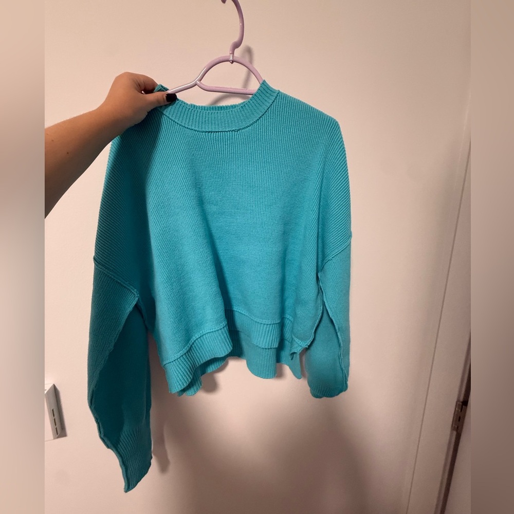 By Together Leda Teal Crew Neck Sweater NWOT